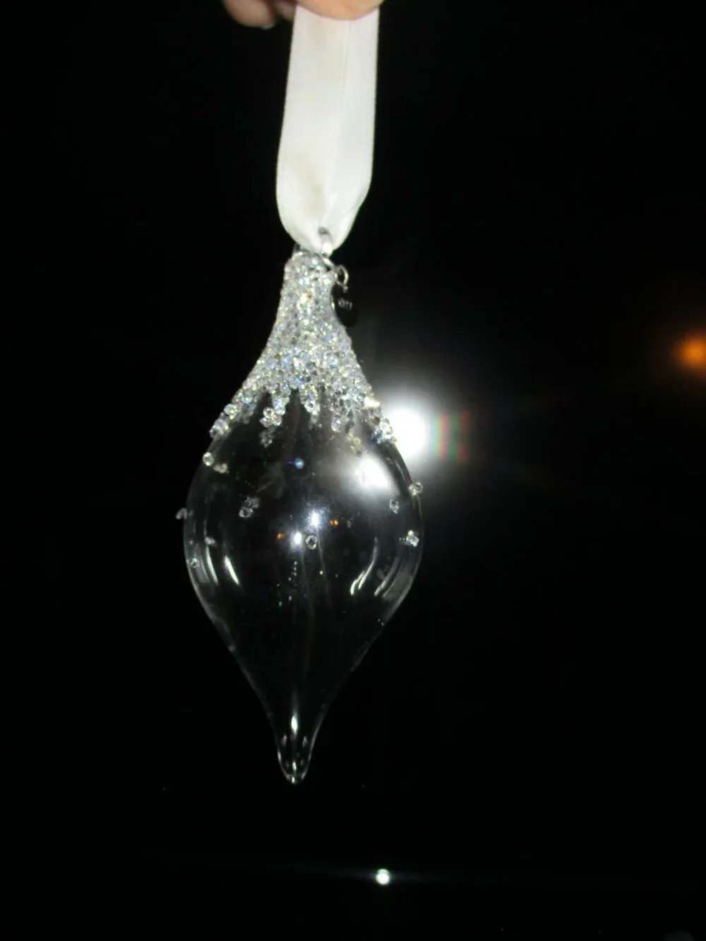 Swarovski Crystal Teardop Glass Ornament  in box